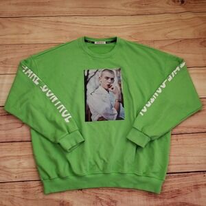 Maybe Crazy Sweatshirt Mens Large Green White Korean‎ Streetwear Fashion Sweater